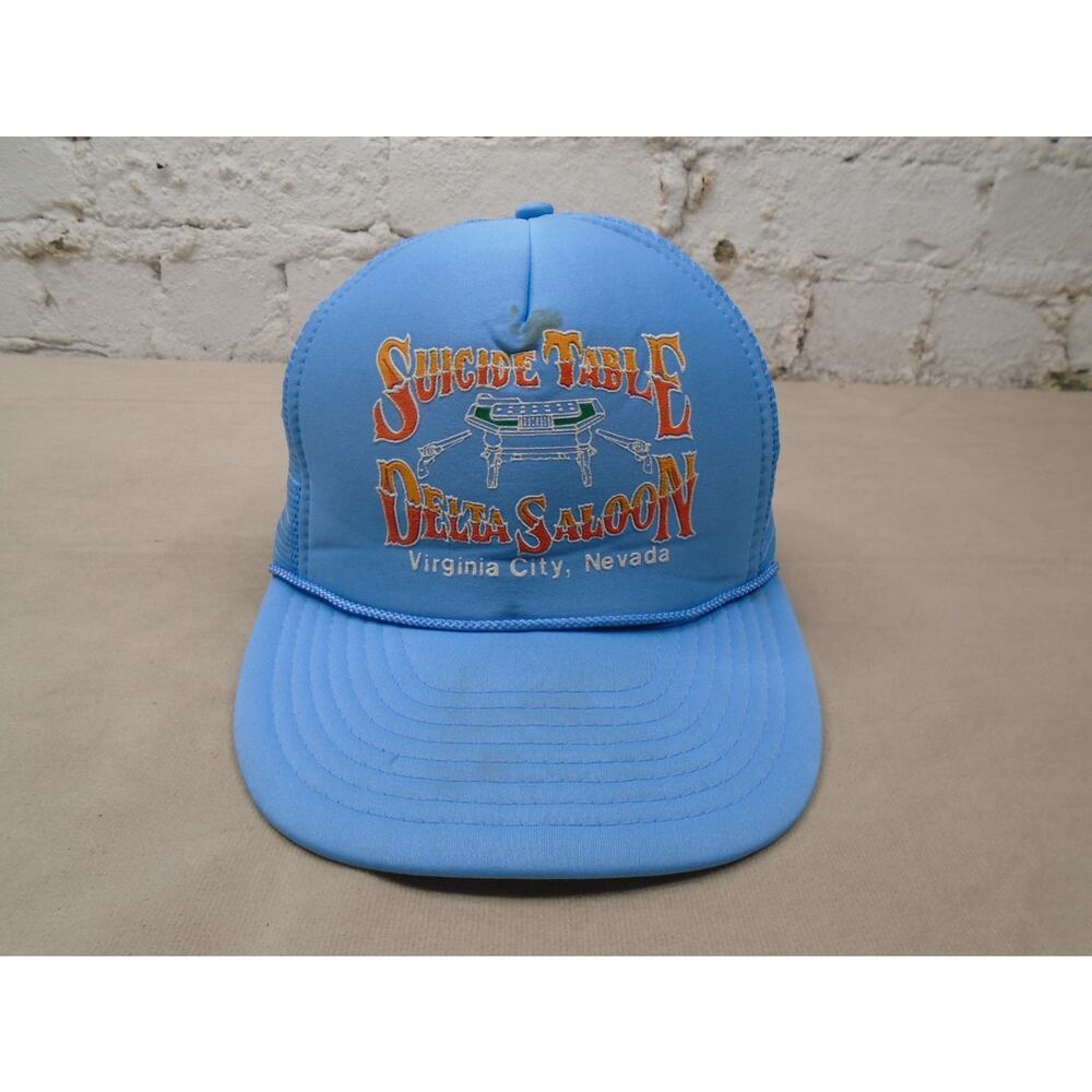 Suicide Table Delta Saloon Trucker Hat Mesh SnapBack Blue Virginia City Nevada